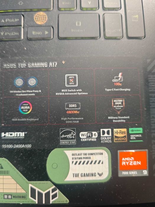ASUS TUF A17 FA707 4070видео карта рузен 9 цена1300 евро