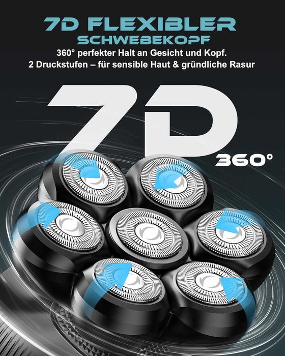 Мъжка самобръсначка Bald Razor 7D, подвижна, водоустойчива, за мокро и сухо бръснене