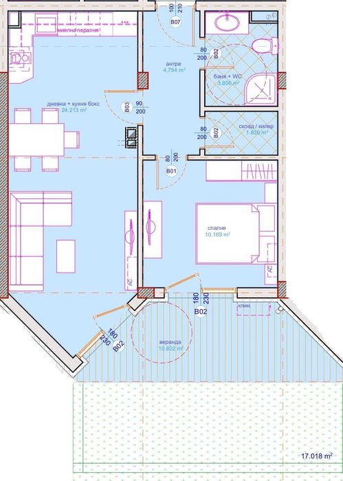 Продава се Двустаен апартамент в Бургас, Пристанище Бургас - 69 кв.м за 1152 €/кв.м - Снимка #4
