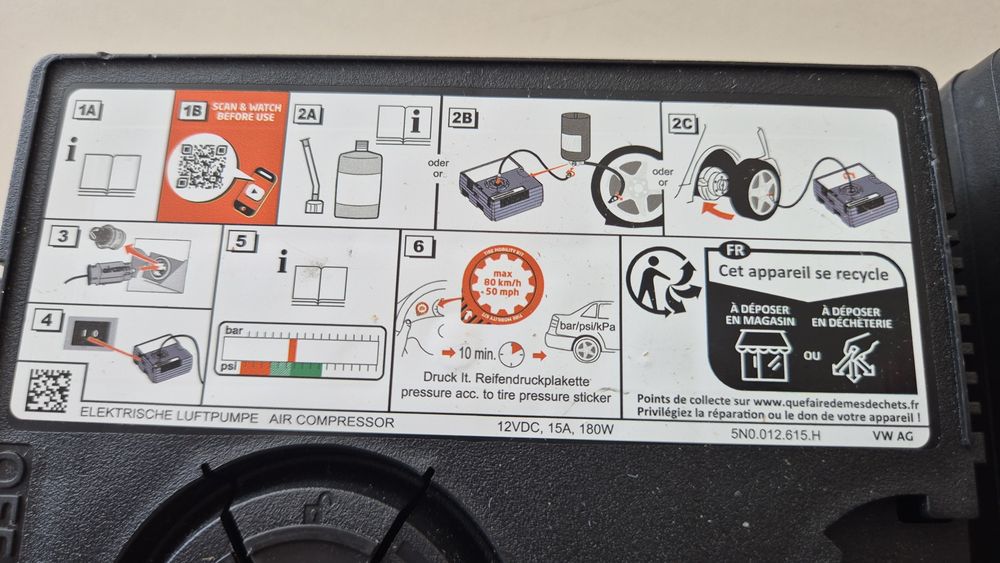 Оригинален Компресор за гуми НОВ Фолксваген,Ауди ,Шкода - 180w