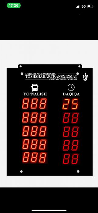 Avtobus bekatlar uchun elektron Tablo