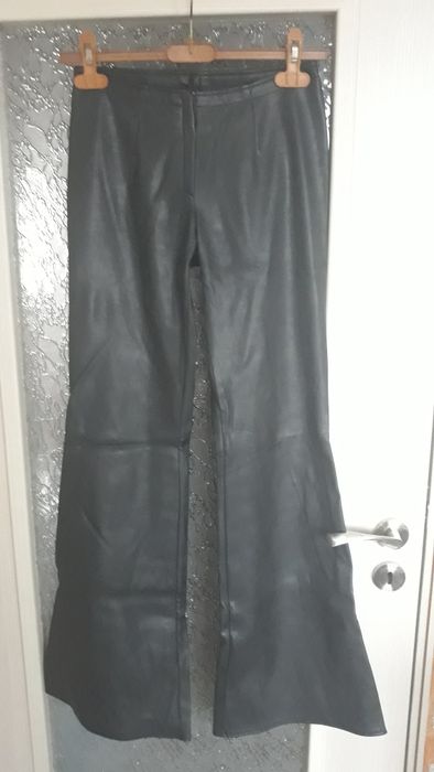 Кожен панталон wide leg