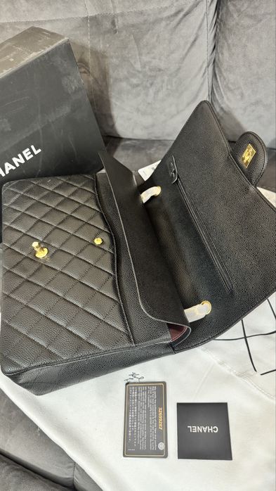 Poseta Chanel Large classic Caviar - full box/piele naturala/33 cm