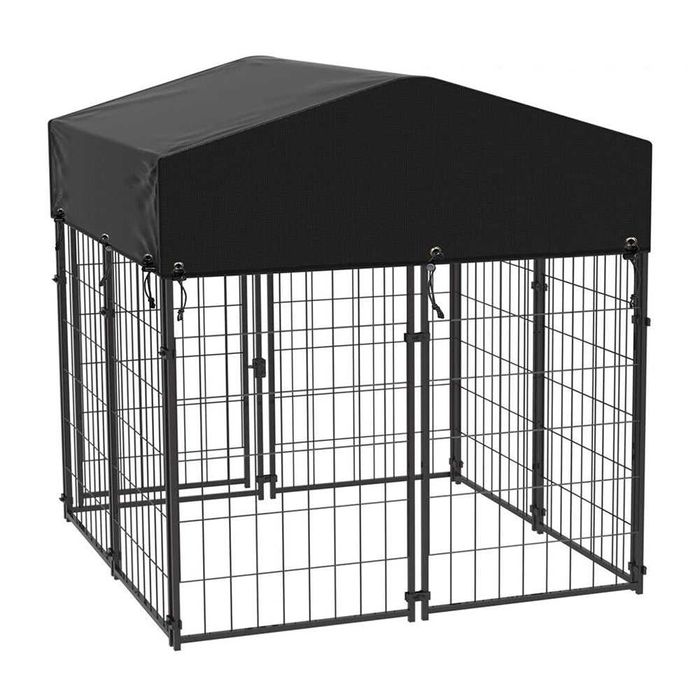 Голяма дворна клетка за куче с покрив / Метално заграждение за куче