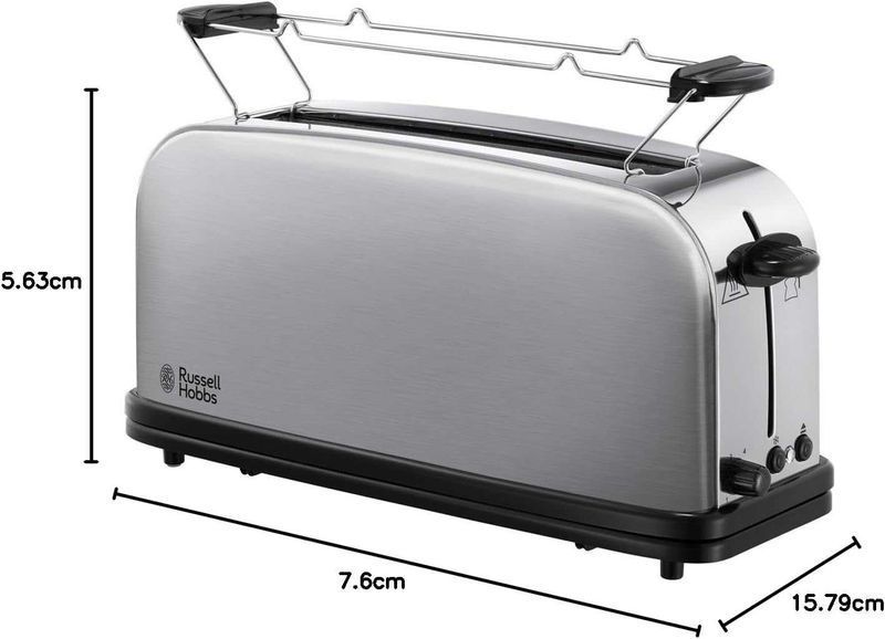 ПРОМО 2г Гаранция Мощен Тостер Russell Hobbs 1000W Неръждаема Стомана