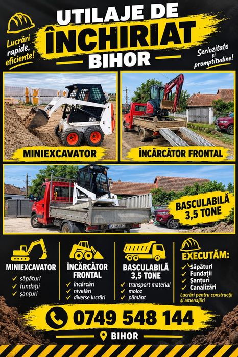 Bihor Inchiriat inchiriez mini excavator miniexcavator picon bobcat basculabila etc
