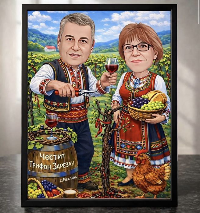 Карикатури,Шарж,Портрети - с подарък рамка