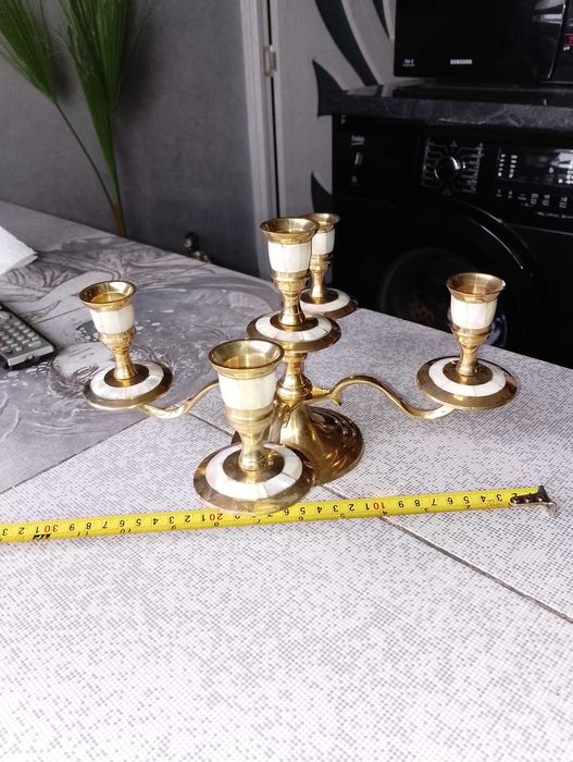 Свещник от месинг и седеф