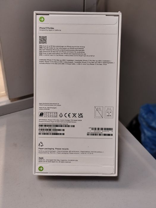 Iphone 17 pro max cosmic Oran 1TB