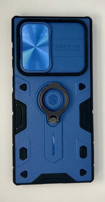 Husă silicon Samsung Galaxy S22 Ultra - CamShield - Inel - Albastru