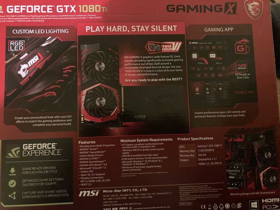 MSI GeForce GTX 1080TI Gaming X 11 GB / 1683 MHz / GPU