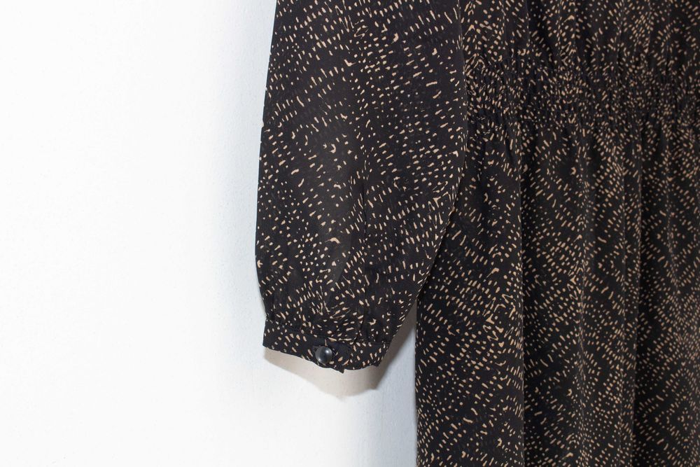 RALPH LAUREN оригинална дамска рокля черно бежова с принт прозрачна S