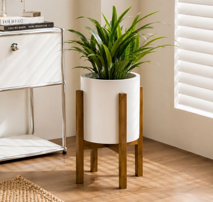 Suport pentru flori BAMWORLD din bambus – design modern, pentru interior și exterior – NOU
