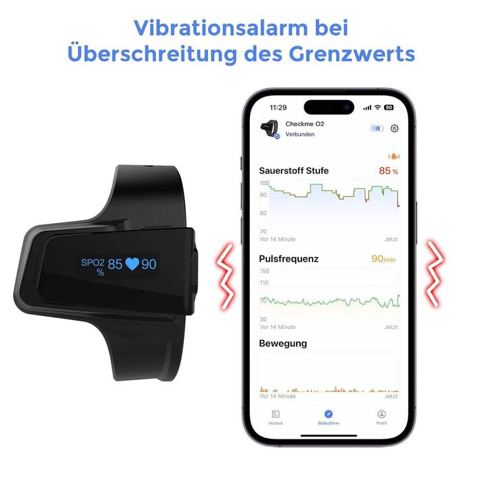 ViATOM Пулсов  оксиметър за китка с Bluetooth  аларма и  монитор
