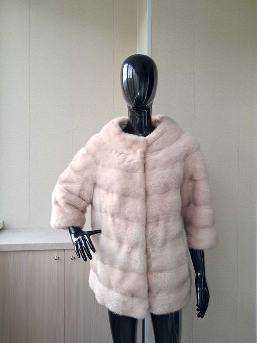 Haina blana vizon , Haină blană nurcă impecabila, 4 in 1 m. L-XL