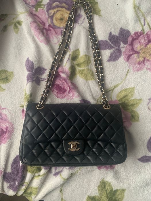 Чанта синя велурена Chanel