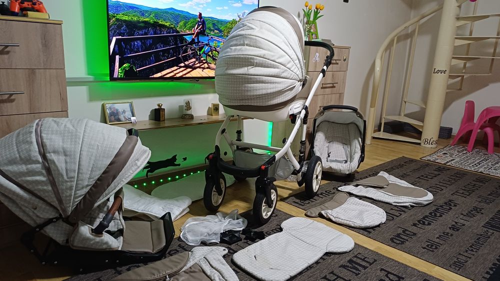 Cărucior/căruț copii 3 în 1 sport+landou+scaun auto.Krausman.