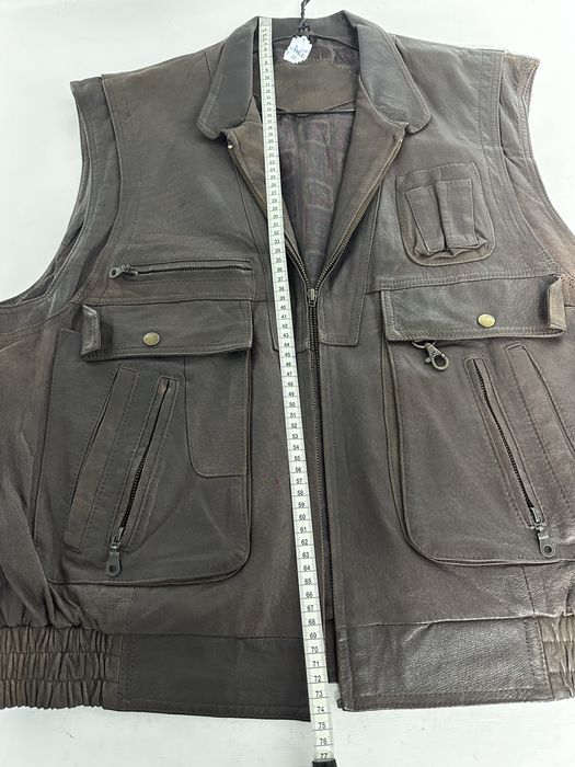 Vesta moto din piele maro XXL fermoar defect