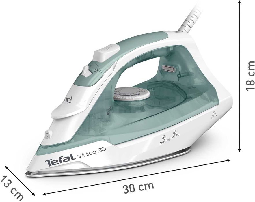 Tefal Virtuo Парна ютия Керамична плоча 30 секунди време за нагряване