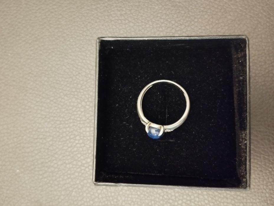 Кольцо серебряное, 925 пробы,  с сапфиром звездчатым