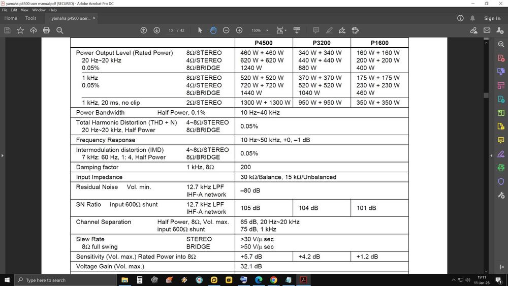 Amplificator Yamaha P4500 (Profesional) 2 x 460W/8 Ohmi