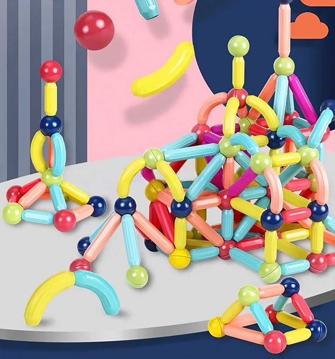 ДВА комплекта магнитни конструктора по 64 бр. всеки (128 бр.) за 35€ лв.