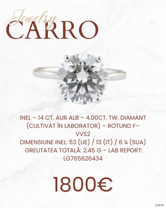 Inel Aur Alb 14K Diamant Lab Grown