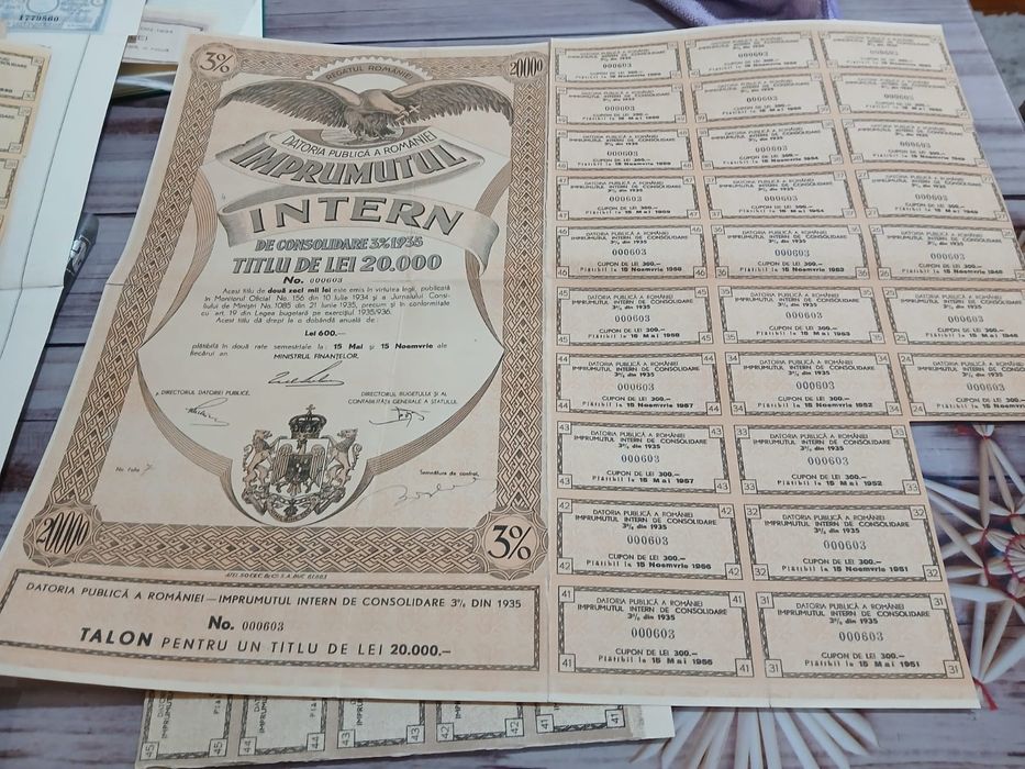 Acctiuni vechi de  vinzare perioada anilor 1940