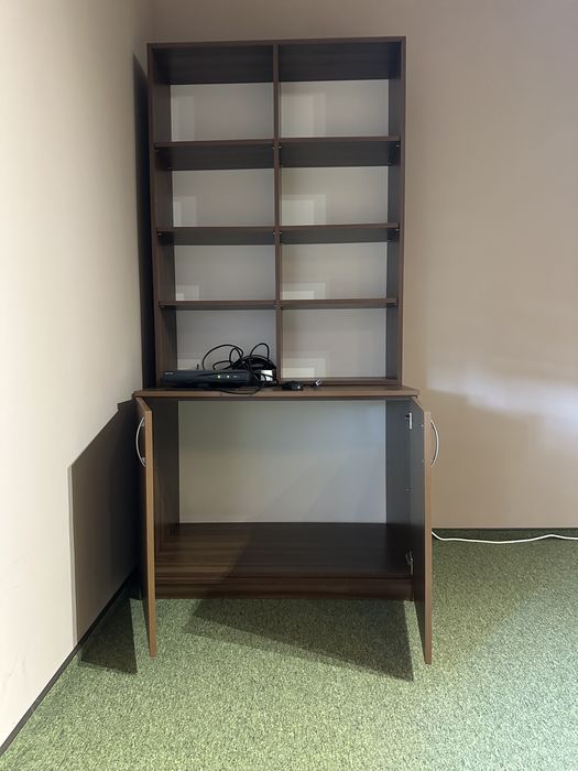 Dulap birou cu bibliotecă / etajeră rafturi - nuanță lemn