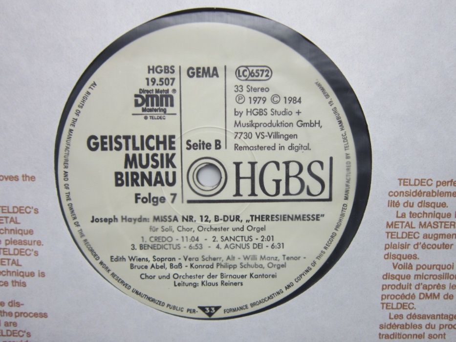 cadou rar Haydn - MissaNr.2 Theresienmesse Klaus Reiners 1984