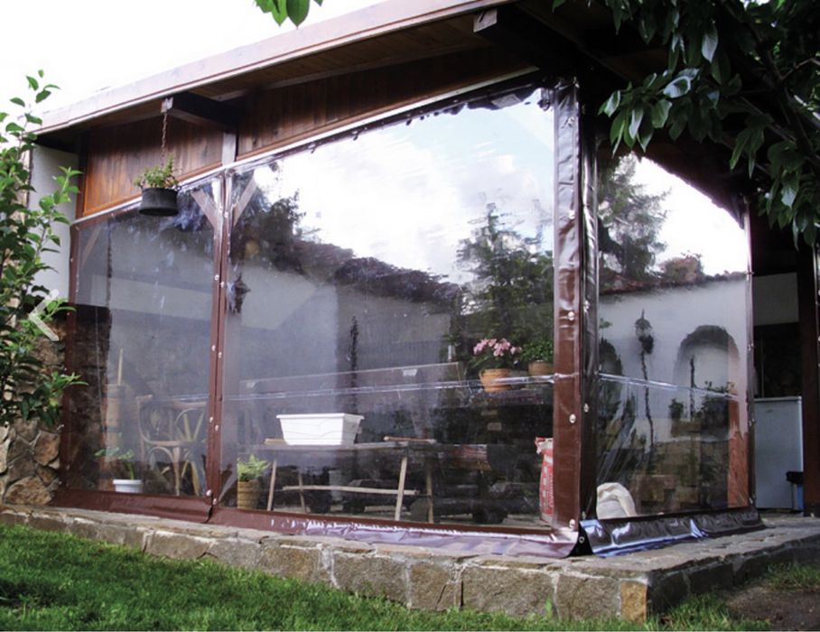 Ветроупорни завеси кристал PVC прозрсчен винил прегради барбекю