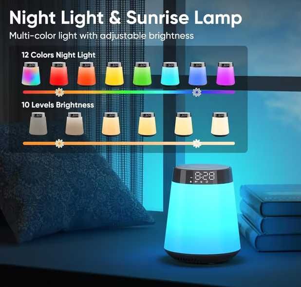 Boxa Bluetooth, Ceas, Alarma, Lampa Veghe, White Noise Machine, NOU