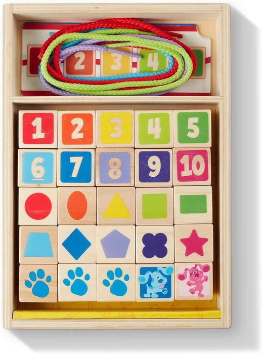 Дървени мъниста за нанизване Melissa & Doug Дървени кубчета