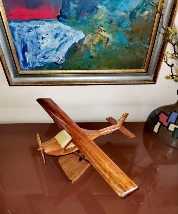 Антикварен ръчно изработен модел на самолет от махагон и камък Канада