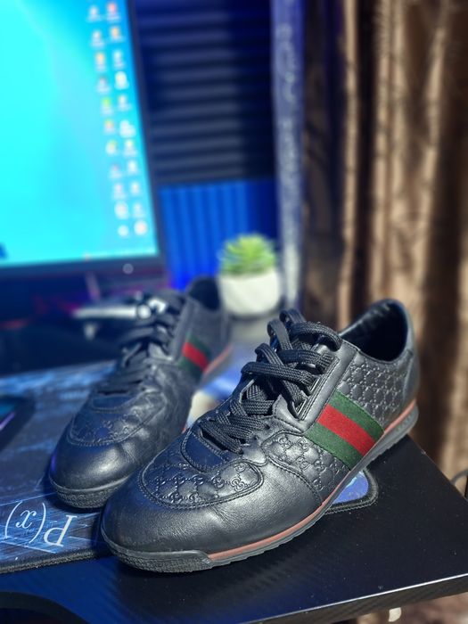 Gucci Leather Web Sneaker 'Black'