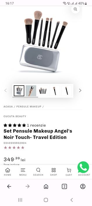Set pensule Makeup Angel's Noir Touch, Black