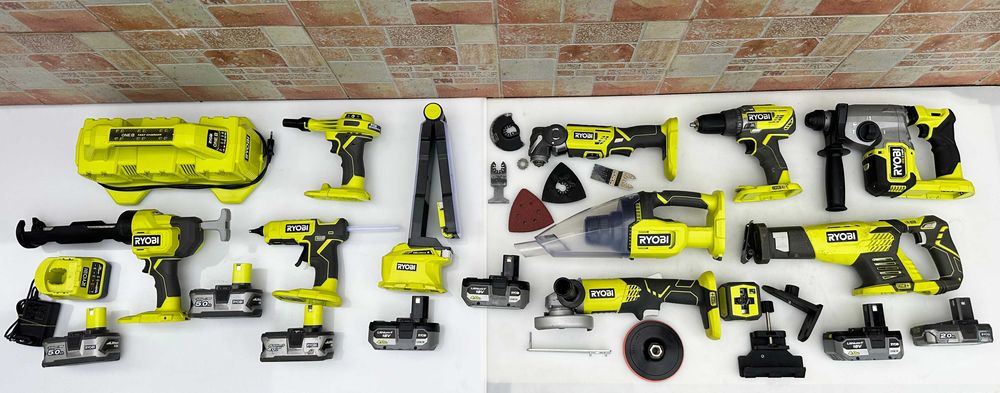 Ryobi - Акумулаторен сет от 11машини 7 батерии 18V като нови