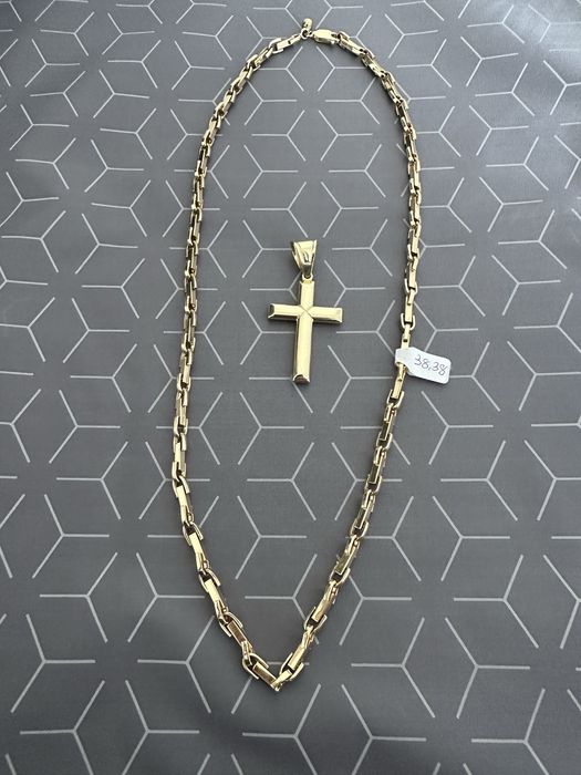 Lant+cruce (plin) de Aur 65 cm