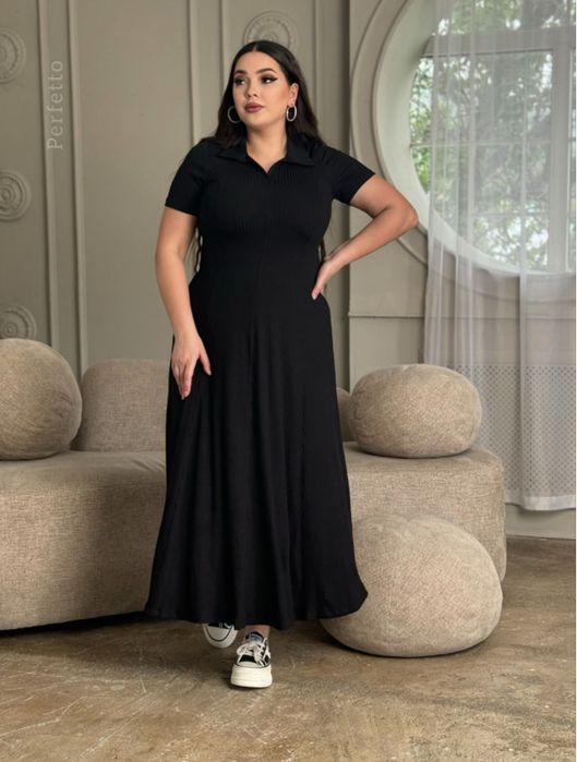 Черное повседневное платье