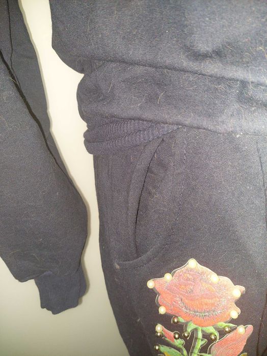 Set sport casă stradă compleu imprimeu trandafir floral cu perlute