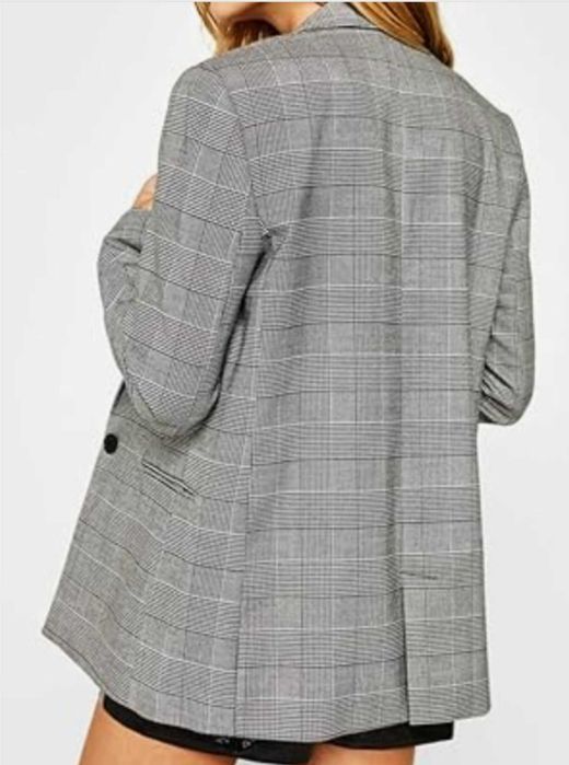 Sacou gri cu dungi ecosez NOU_Bershka_marime M femei