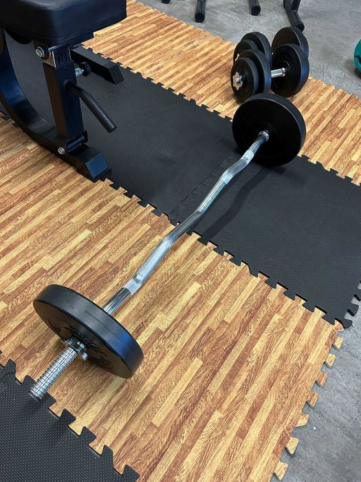 Set Complet Fitness: Banca+ Suport+ Greutati 100 kg+ Protectie Podea