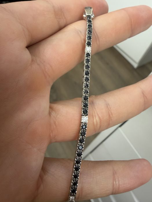 Bratara tennis aur 18k cu diamante negre si naturale 0,4ct cod unic 4543
