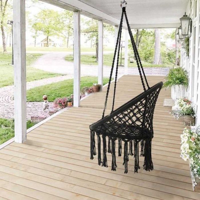 Висящ градински стол тип люлка за тераса гнездо с възглавница