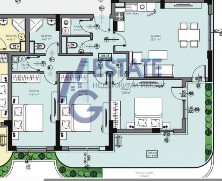 Триспален апартамент в кв.Азимут