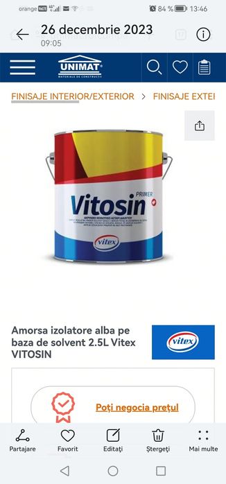 Vând amorsa de izolare vitosin și diluant vitosinl
