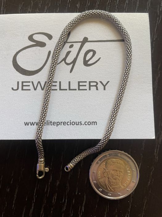 Мъжка златна гривна 14К от бяло злато 585