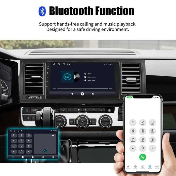 VW Transporter T6 2016-2019 9” 2-DIN с Android 14, 4/64GB, CarPlay и Android Auto, RDS