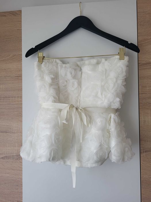 Бял топ с пеплум Christine fashion М размер