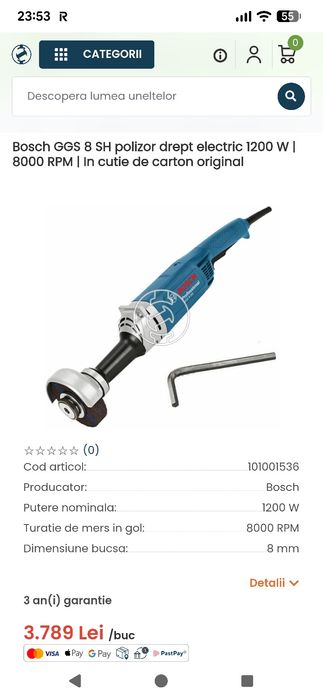 Vand polizor drept electric Bosch GGS8 SH, nou, garantie